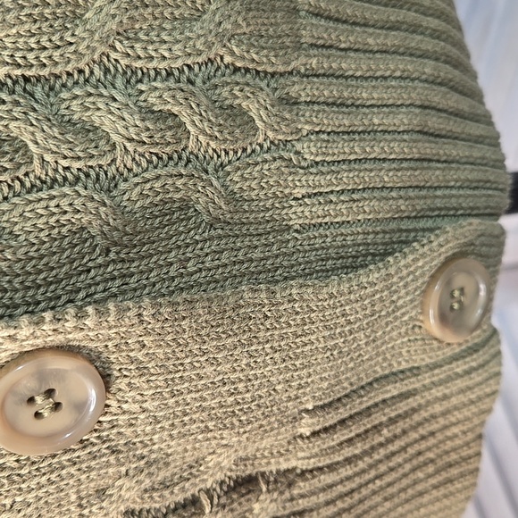 NWOT Belle by Kim Gravel Sage/Olive Cable Knit Cardigan Hip-Length - Picture 4 of 11